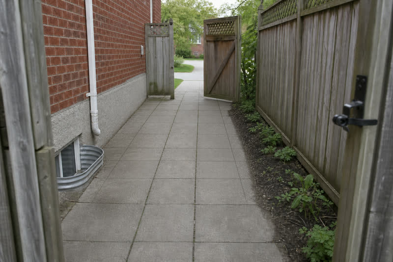 Illustrative view of the same Burlington side yard after the visible clutter is removed